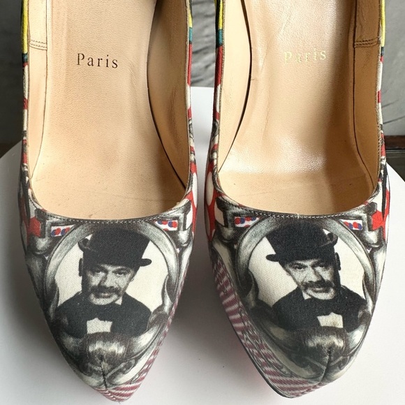 🌺CHRISTIAN LOUBOUTIN 👠Daffodil Multicolor 160mm Print Fabric Platform sz: 38.5 - Picture 12 of 17